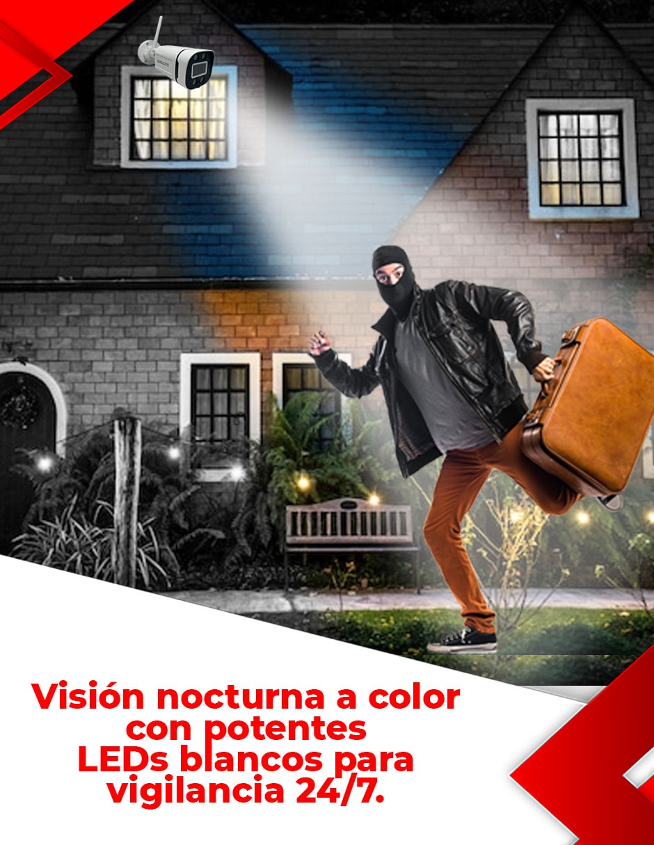 Cámara Wi-Fi de seguridad Inalámbrica Full HD 70 ​con capacidad de grabar y visión nocturna para interior y exterior 7