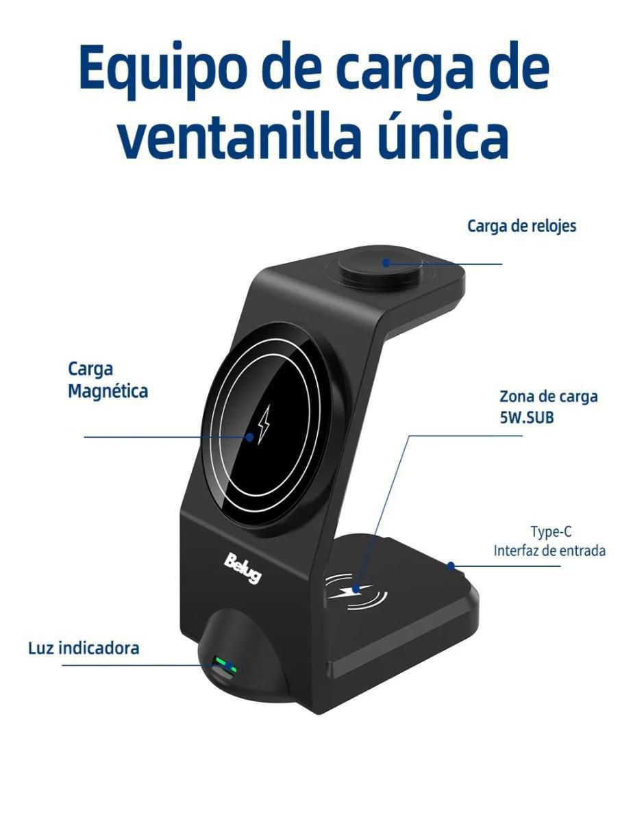 Estación de carga 3 en 1 de 15 w usb tipo c 2
