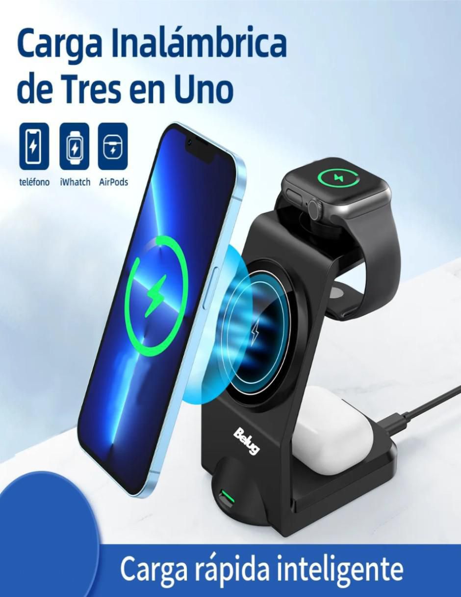 Estación de carga 3 en 1 de 15 w usb tipo c 3