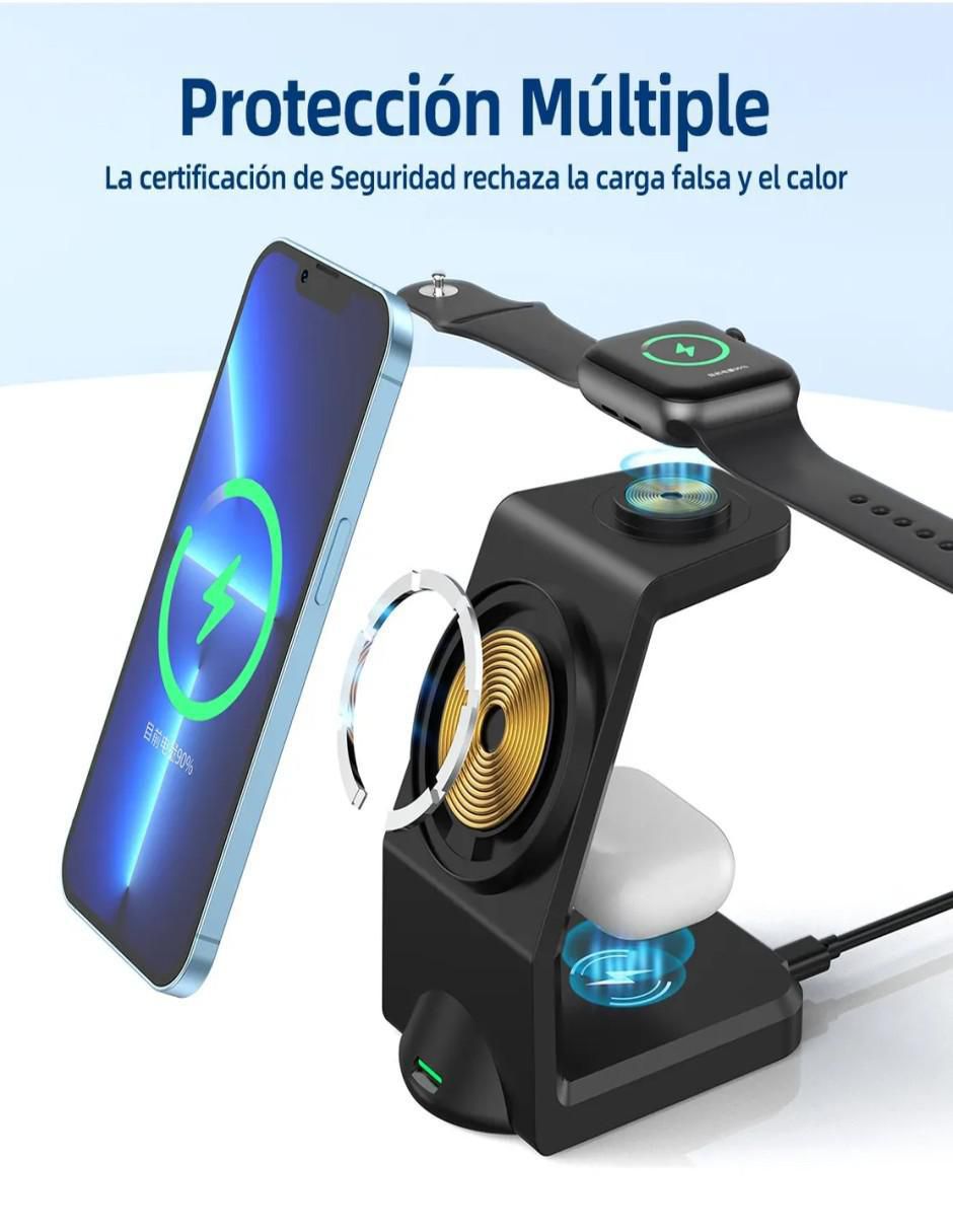 Estación de carga 3 en 1 de 15 w usb tipo c 5
