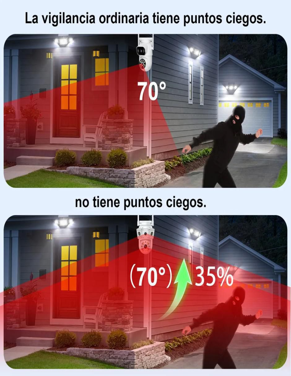 Cámara wi-fi de seguridad alámbrica 4k/uhd 360° con capacidad para grabar con vision nocturna para interior y exterior 3