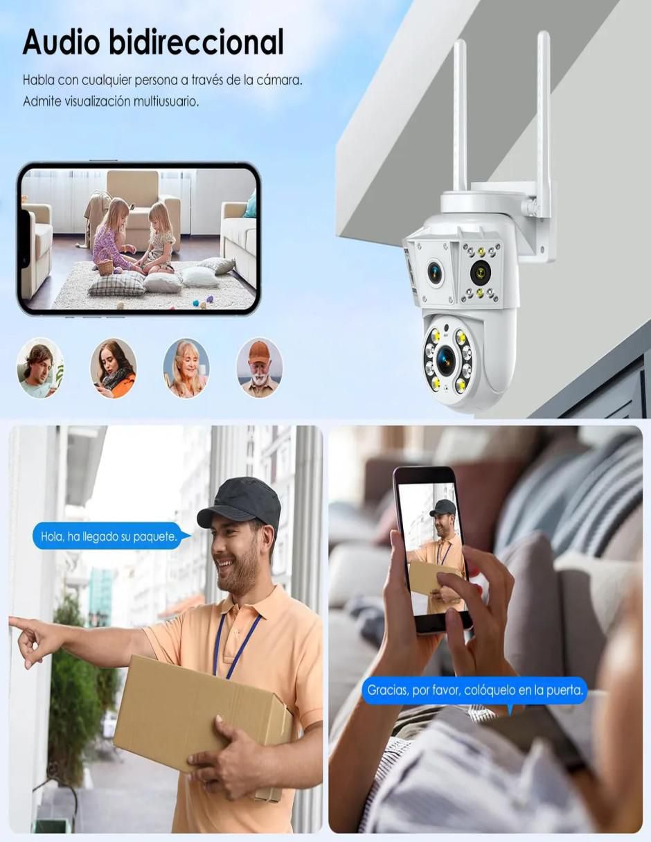 Cámara wi-fi de seguridad alámbrica 4k/uhd 360° con capacidad para grabar con vision nocturna para interior y exterior 7