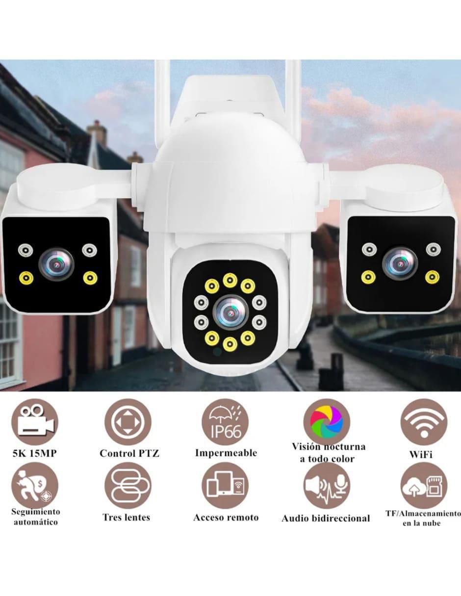 Cámara wi-fi de seguridad alámbrica 4K/UHD 360 con capacidad de grabar para exterior 2