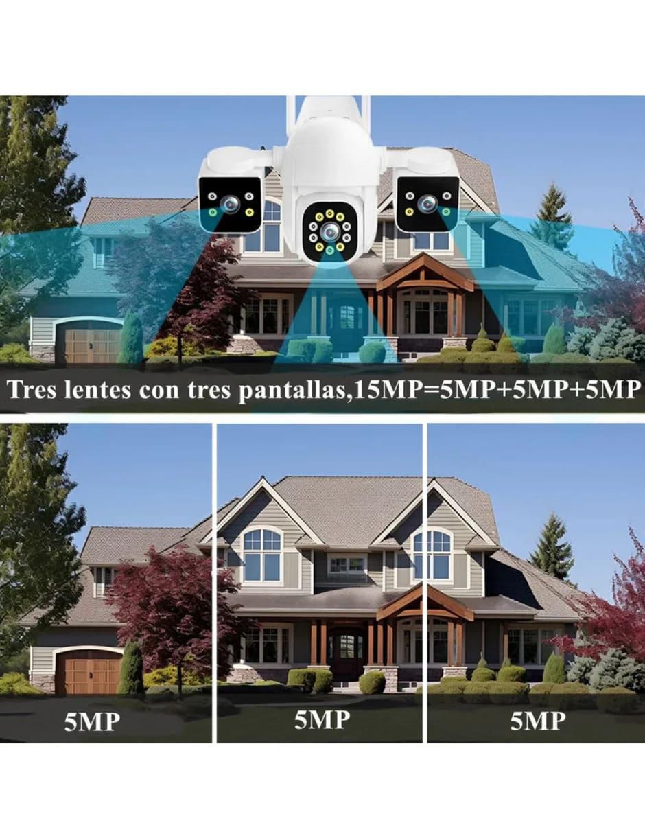 Cámara wi-fi de seguridad alámbrica 4K/UHD 360 con capacidad de grabar para exterior 3