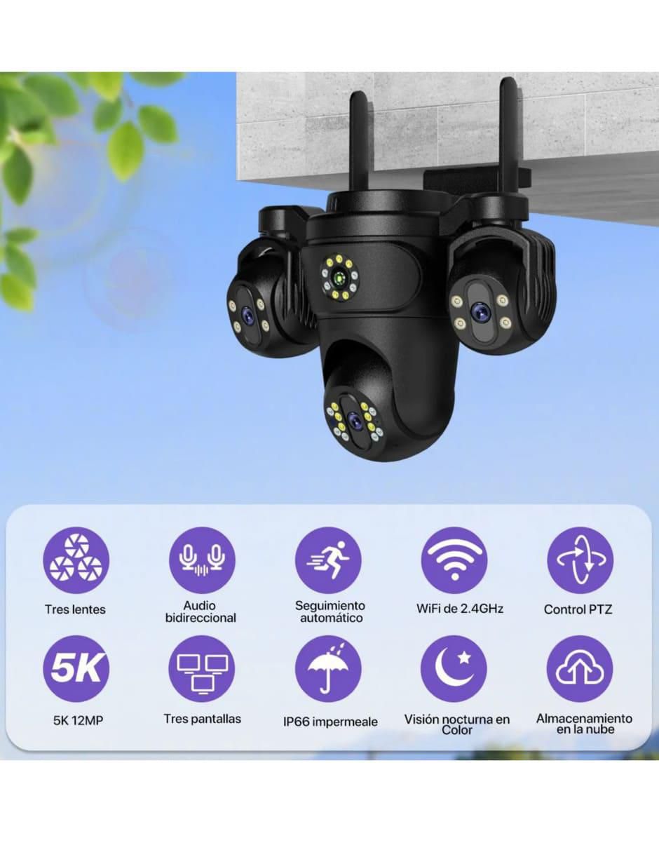 Cámara wi-fi de seguridad alámbrica HD 360° con capacidad de grabar para exterior 2