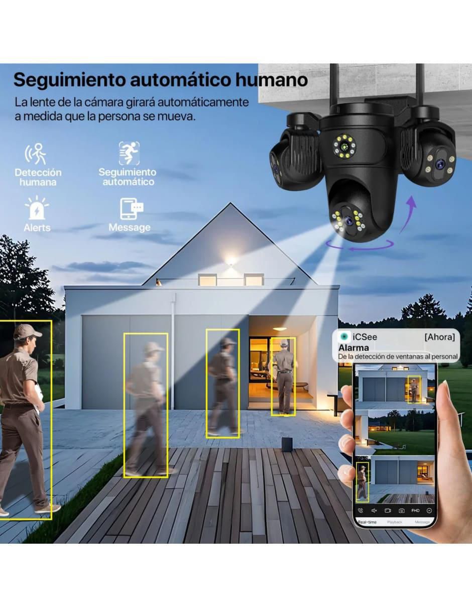 Cámara wi-fi de seguridad alámbrica HD 360° con capacidad de grabar para exterior 4