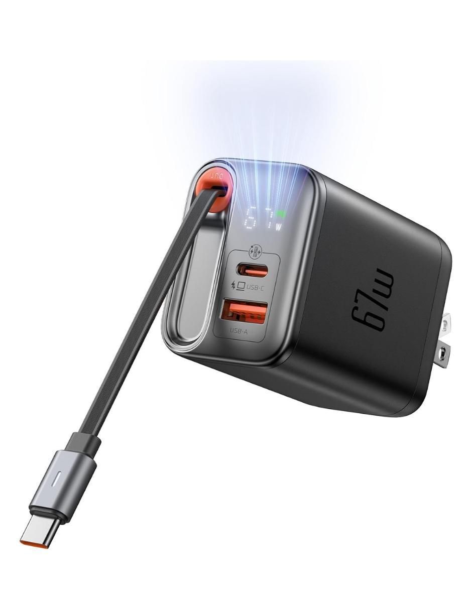 Cargador pared de 67 w usb + usb tipo c GaN 3 en 1 2