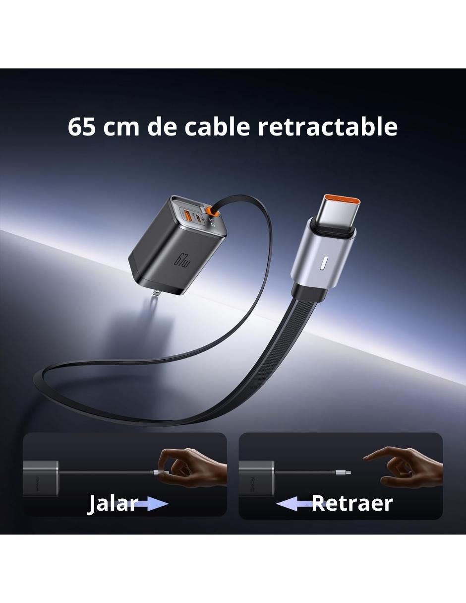Cargador pared de 67 w usb + usb tipo c GaN 3 en 1 5