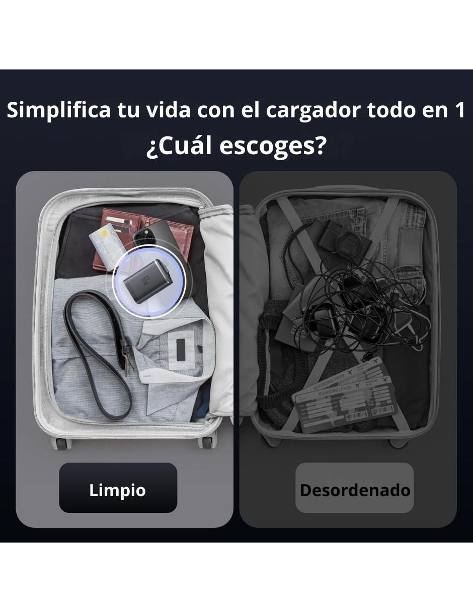 Cargador pared de 67 w usb + usb tipo c GaN 3 en 1 9