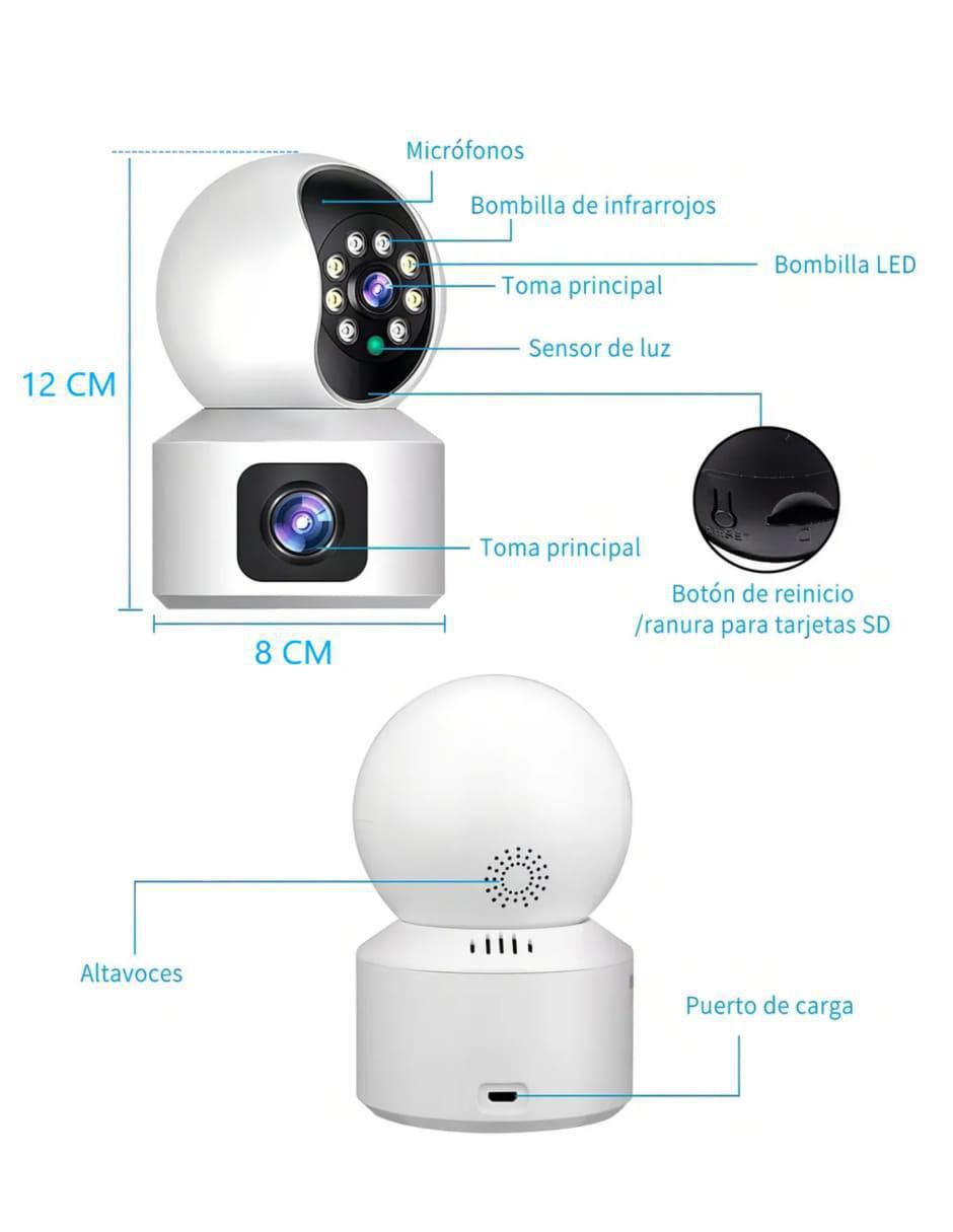 Cámara Wi-Fi de seguridad alámbrica Full HD 360° con capacidad de grabar para interior y exterior 5