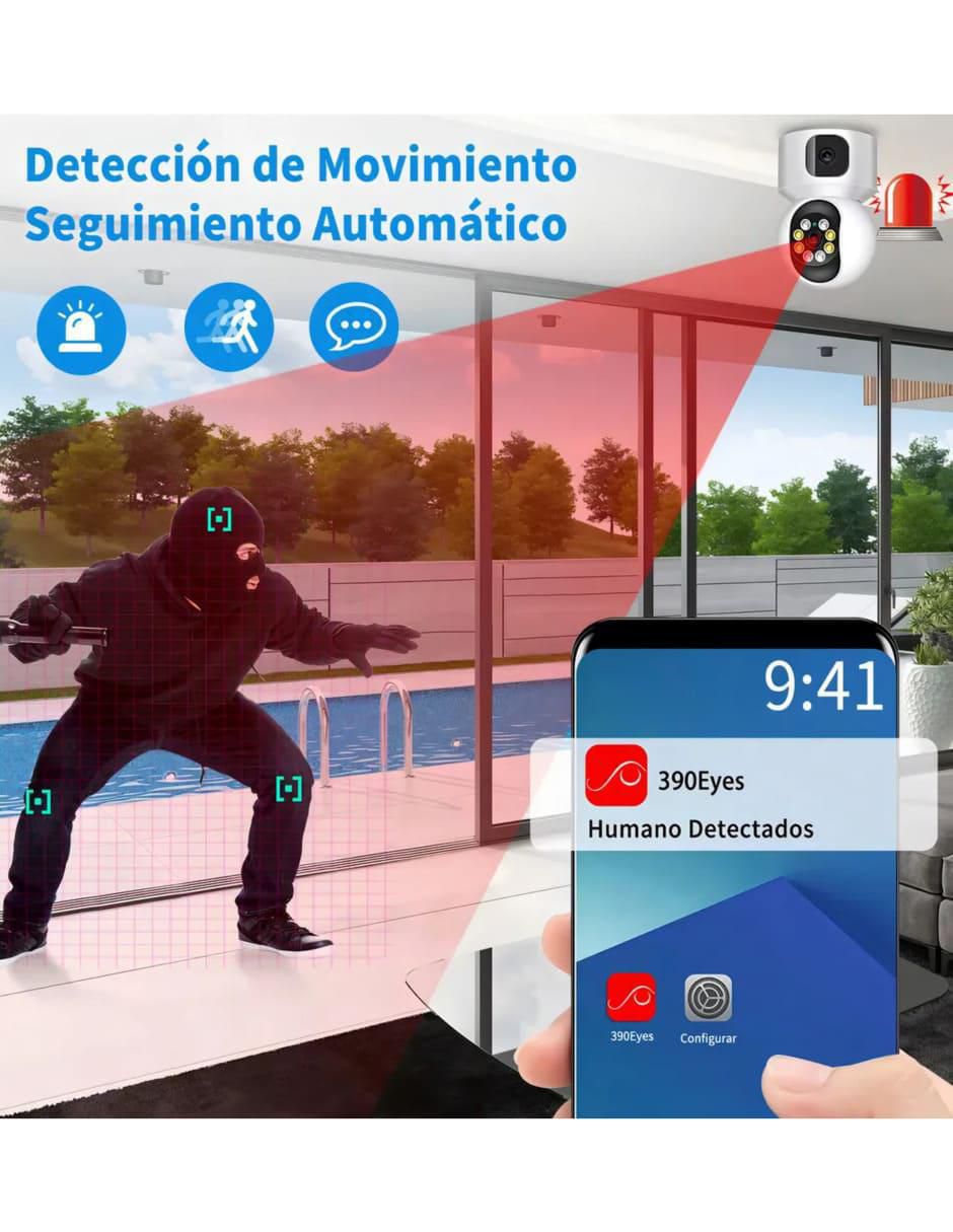 Cámara Wi-Fi de seguridad alámbrica Full HD 360° con capacidad de grabar para interior y exterior 3