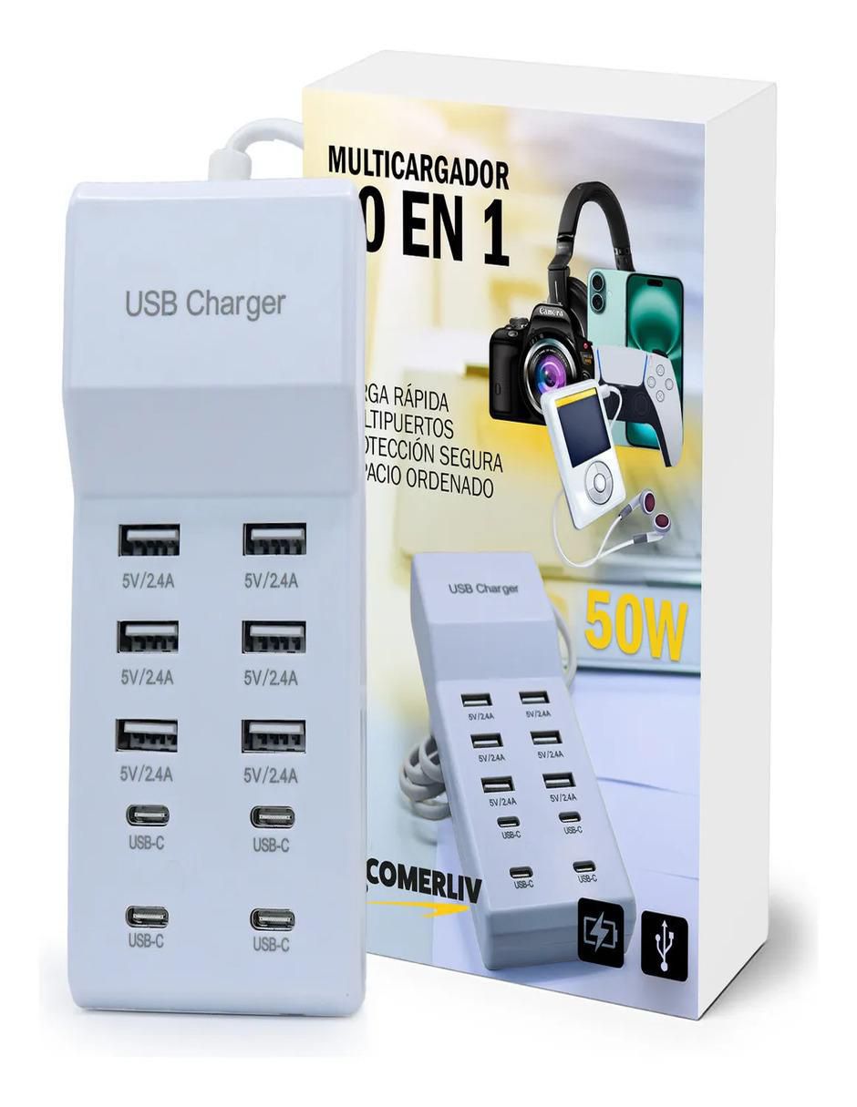 Cargador pared de 50 W USB + USB tipo